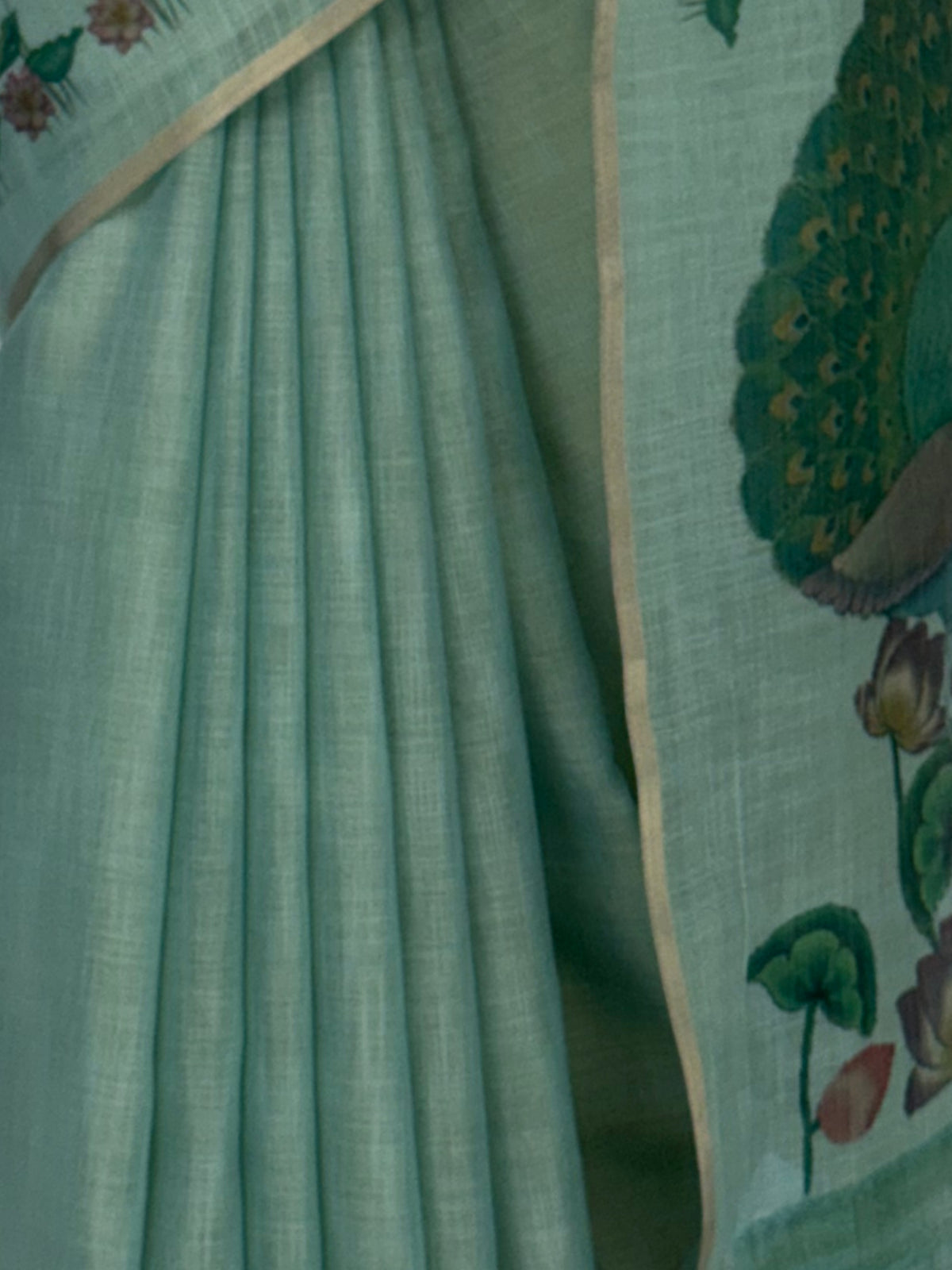 MIMOSA Rama Banarasi Linen Saree — fleets shot full lifestyle