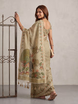 MIMOSA Tussar Banarasi Linen Saree — pose 7 styling detail