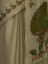 MIMOSA Tussar Banarasi Linen Saree — fleets shot full lifestyle