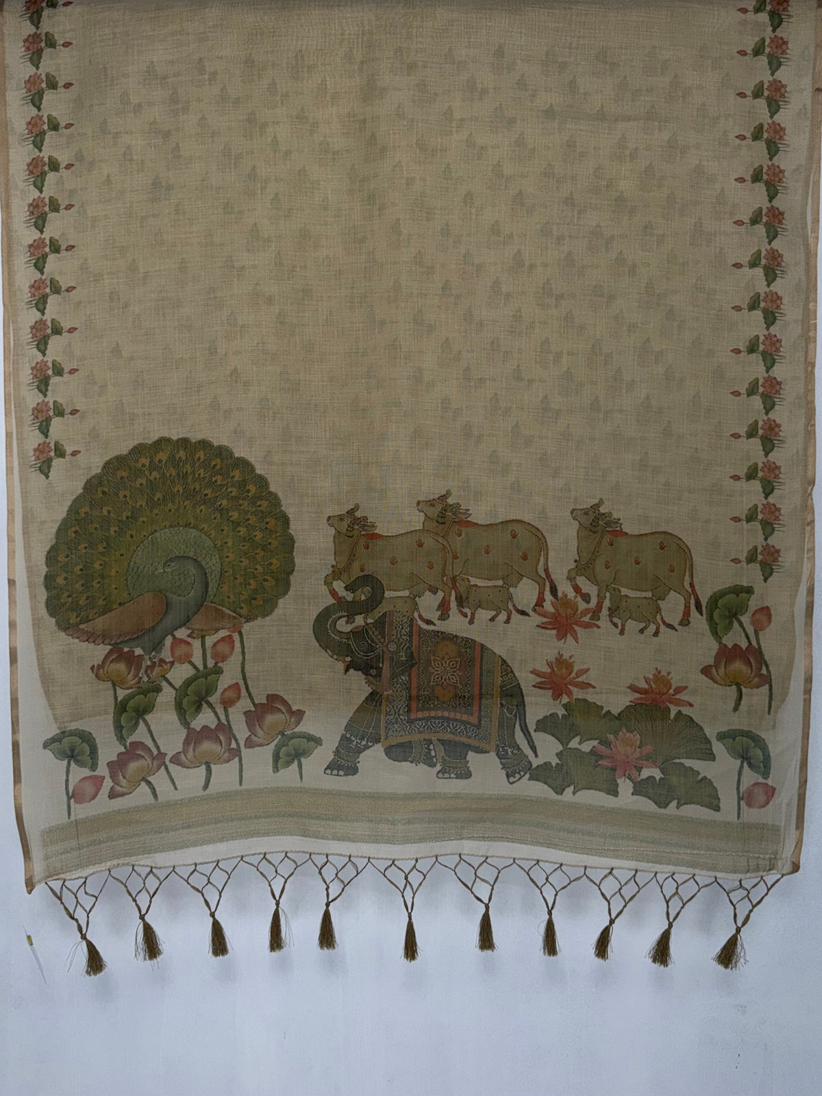 MIMOSA Tussar Banarasi Linen Saree — pallu and zari work detail