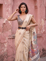 MIMOSA Grey Banarasi Saree — pose 10 styling detail