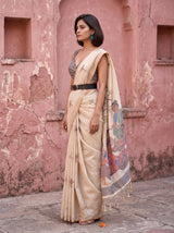 MIMOSA Grey Banarasi Saree — pose 3 styling detail