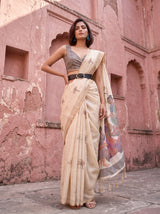MIMOSA Grey Banarasi Saree — pose 4 styling detail