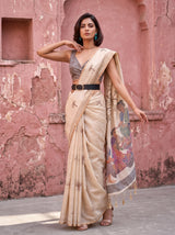 MIMOSA Grey Banarasi Saree — pose 5 styling detail