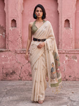 MIMOSA Mehndi Banarasi Saree — pose 6 styling detail