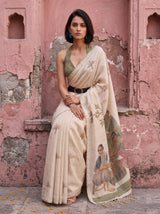 MIMOSA Mehndi Banarasi Saree — pose 8 styling detail