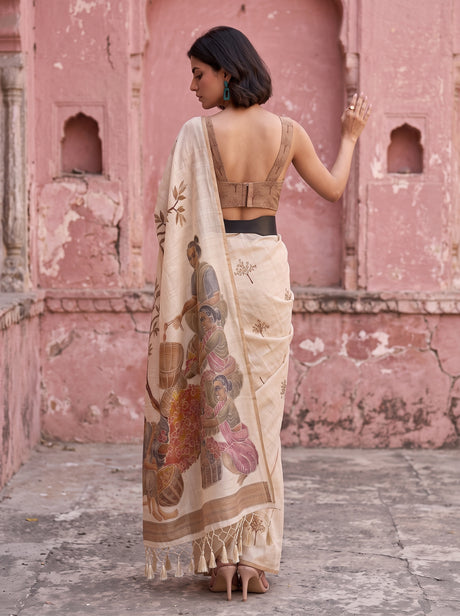 MIMOSA Mustard Banarasi Saree — pose 2 styling detail