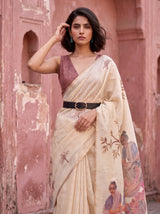 MIMOSA Peach Banarasi Saree — pose 10 styling detail