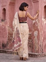 MIMOSA Peach Banarasi Saree — pose 2 styling detail