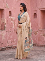 MIMOSA Sapphire Banarasi Saree — pose 3 styling detail