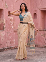 MIMOSA Sapphire Banarasi Saree — pose 5 styling detail