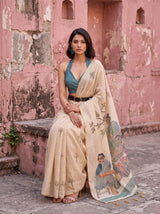 MIMOSA Sapphire Banarasi Saree — pose 8 styling detail