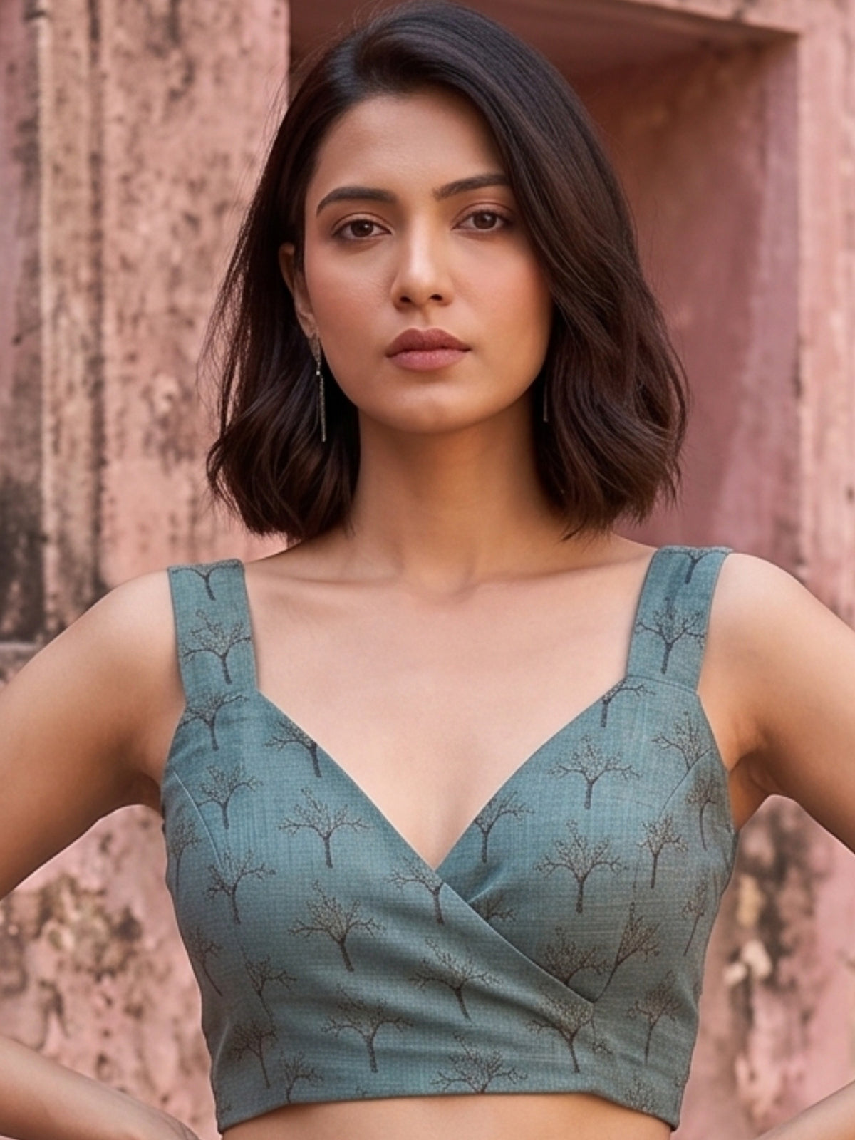 MIMOSA Sapphire Banarasi Saree — blouse close-up