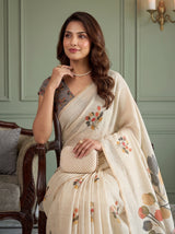 MIMOSA Grey Banarasi Saree — pose 10 styling detail