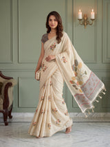 MIMOSA Grey Banarasi Saree — pose 6 styling detail
