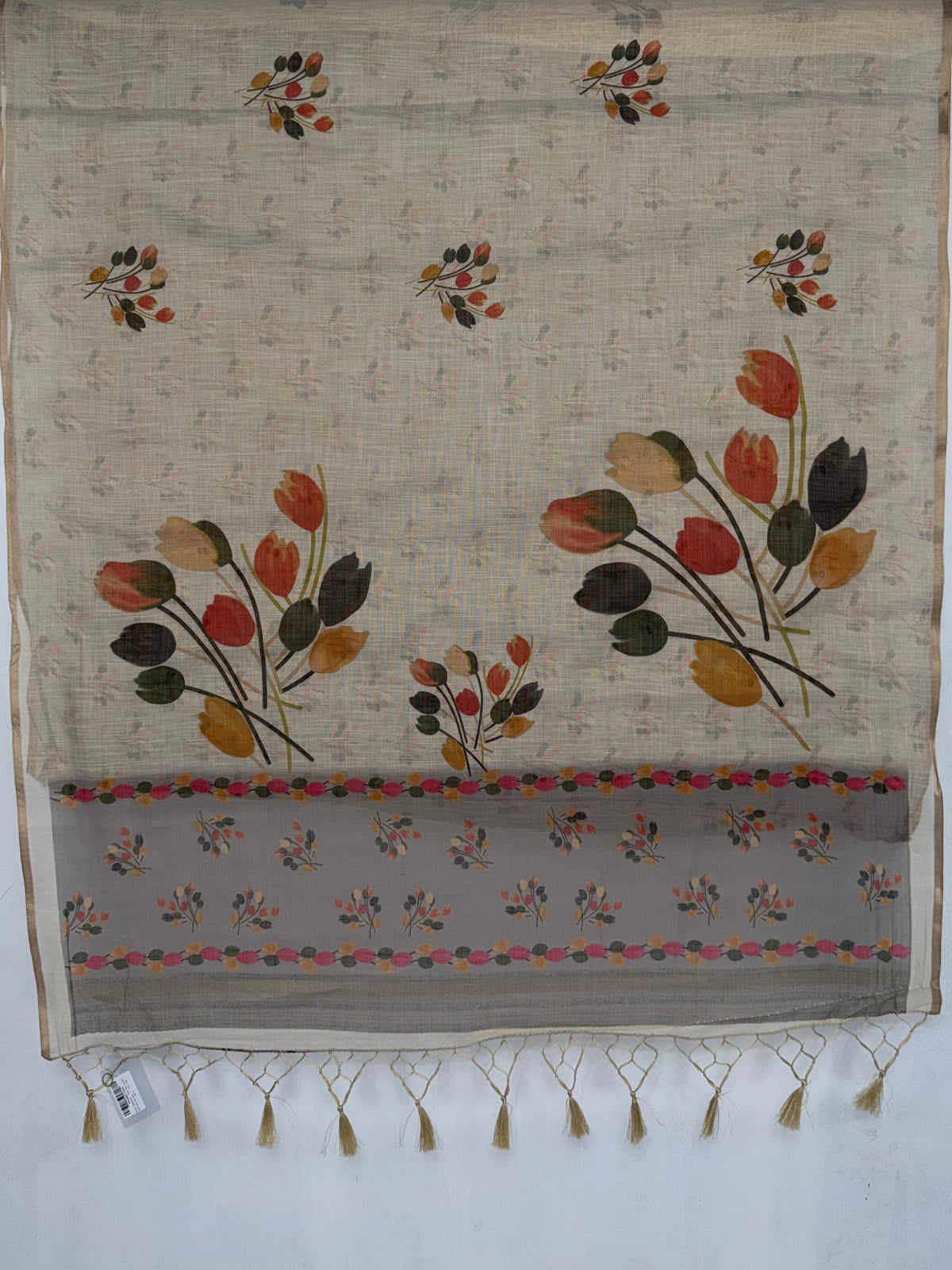 MIMOSA Grey Banarasi Saree — pallu and zari work detail