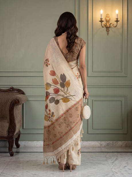 MIMOSA Mustard Banarasi Saree — pose 2 styling detail