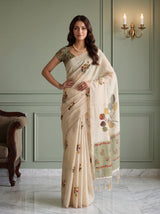 MIMOSA Olive Banarasi Saree — pose 4 styling detail