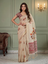 MIMOSA Peach Banarasi Saree — pose 4 styling detail
