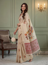 MIMOSA Peach Banarasi Saree — pose 5 styling detail