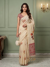 MIMOSA Pink Banarasi Saree — front view on mannequin