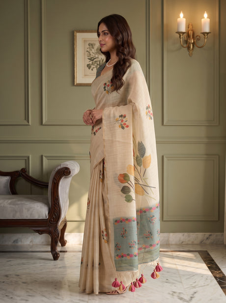 MIMOSA Sapphire Banarasi Saree — pose 3 styling detail