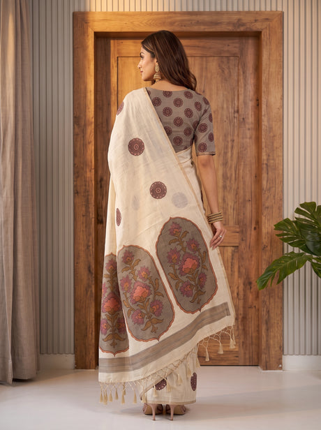 MIMOSA Grey Banarasi Saree — pose 2 styling detail