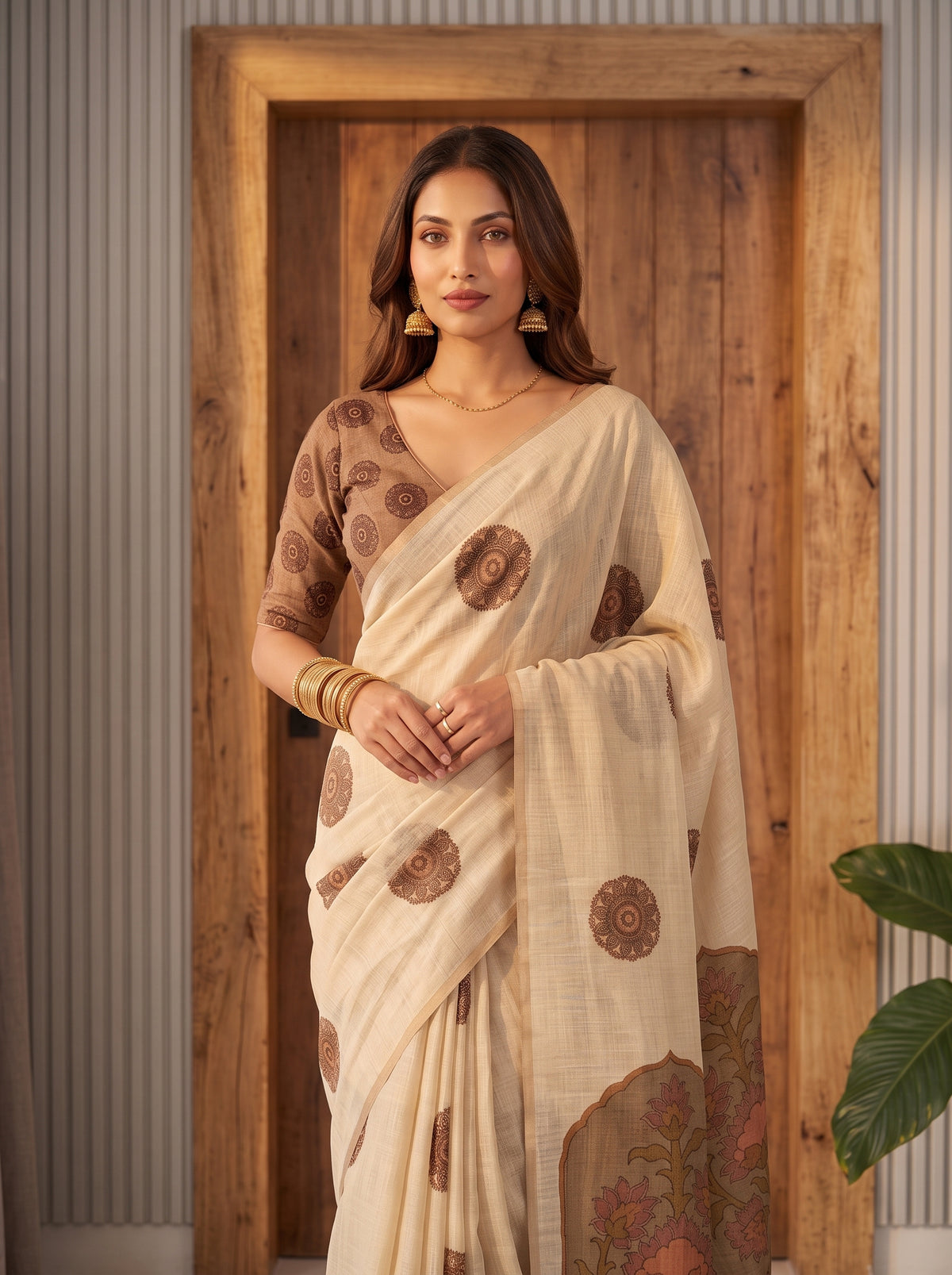 MIMOSA Mustard Banarasi Saree — pose 10 styling detail