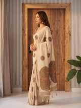 MIMOSA Mustard Banarasi Saree — pose 3 styling detail