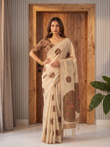 MIMOSA Mustard Banarasi Saree — pose 4 styling detail