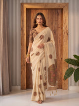 MIMOSA Mustard Banarasi Saree — pose 6 styling detail