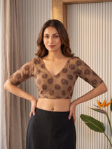 MIMOSA Mustard Banarasi Saree — blouse close-up