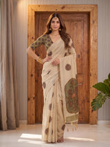 MIMOSA Olive Banarasi Saree — pose 4 styling detail