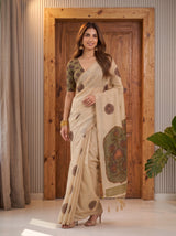 MIMOSA Olive Banarasi Saree — pose 5 styling detail