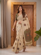MIMOSA Olive Banarasi Saree — pose 6 styling detail