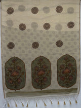 MIMOSA Olive Banarasi Saree — pallu and zari work detail