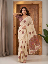 MIMOSA Pink Banarasi Saree — front view on mannequin