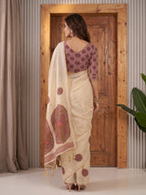 MIMOSA Pink Banarasi Saree — pose 2 styling detail