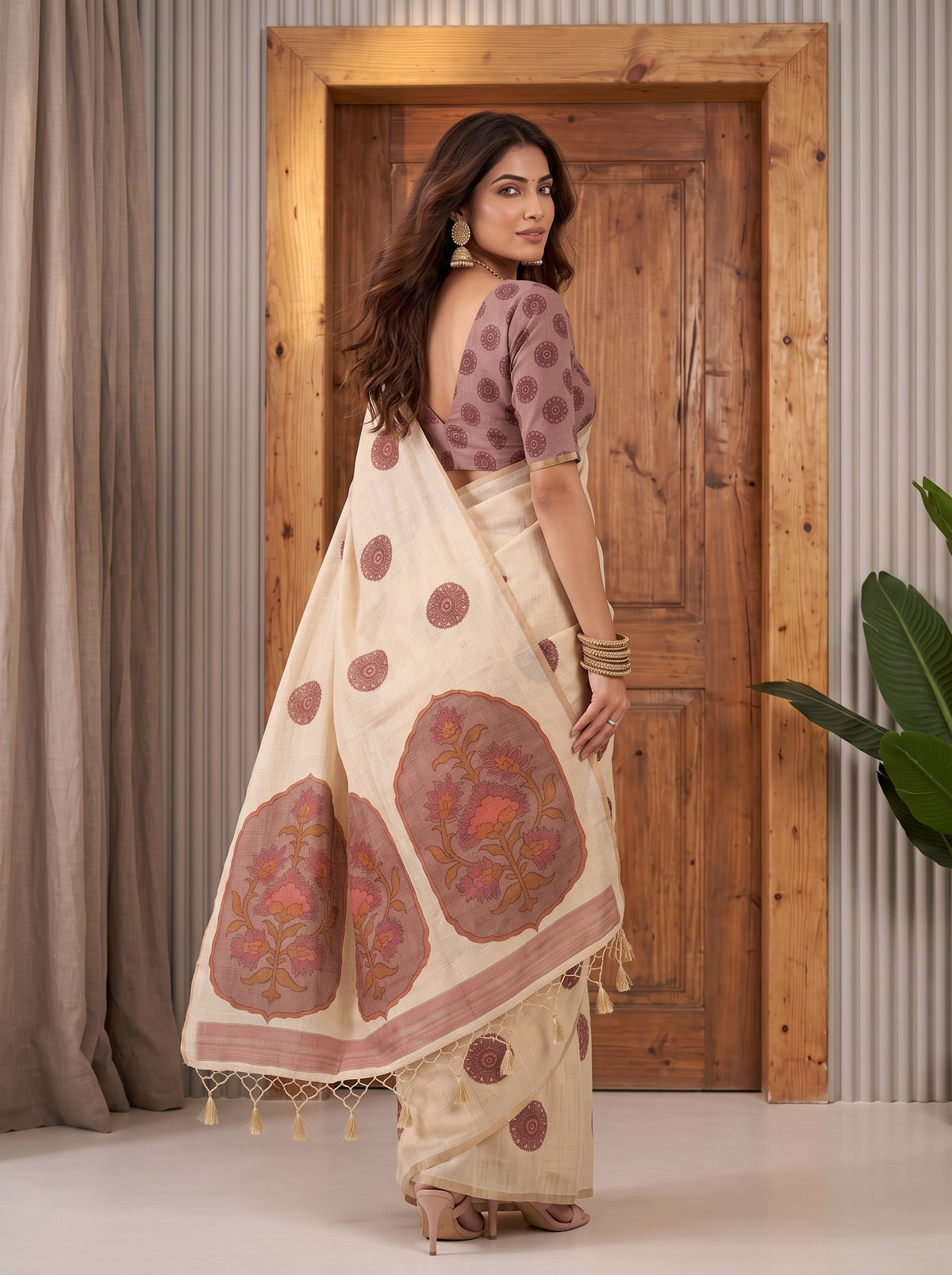 MIMOSA Pink Banarasi Saree — pose 7 styling detail