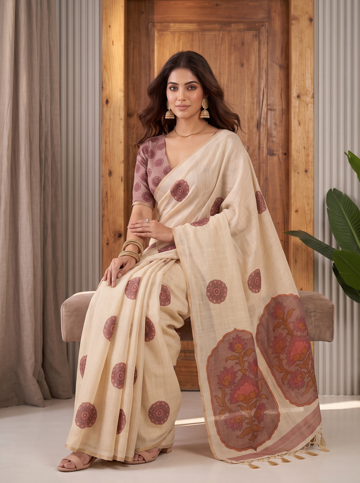 MIMOSA Pink Banarasi Saree — pose 8 styling detail