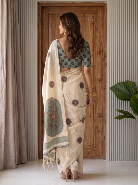 MIMOSA Sapphire Banarasi Saree — pose 2 styling detail