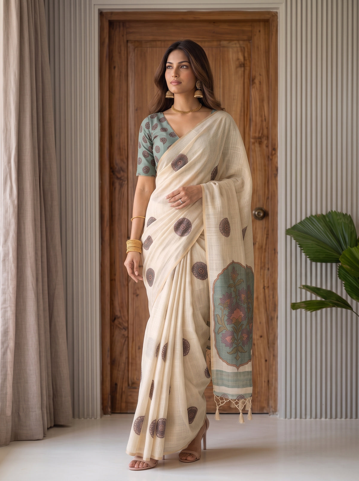 MIMOSA Sapphire Banarasi Saree — pose 5 styling detail