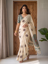 MIMOSA Sapphire Banarasi Saree — pose 6 styling detail