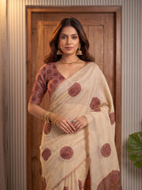 MIMOSA Strawberry Banarasi Saree — pose 10 styling detail