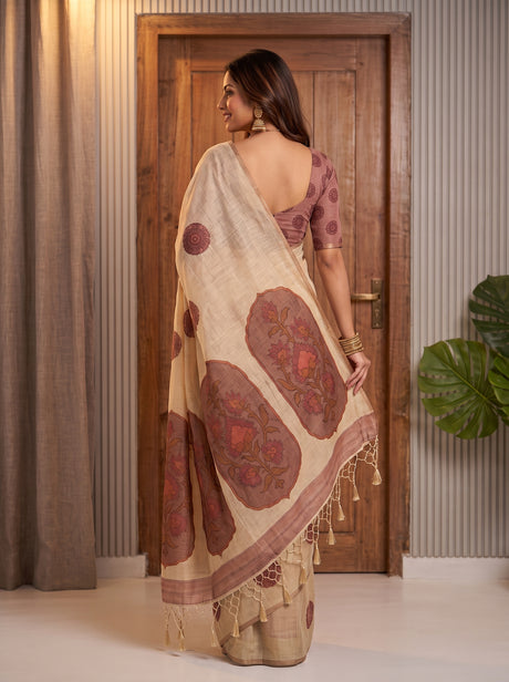 MIMOSA Strawberry Banarasi Saree — pose 2 styling detail