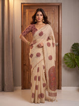 MIMOSA Strawberry Banarasi Saree — pose 4 styling detail