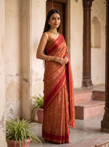 MIMOSA Red Banarasi Saree — pose 10 styling detail