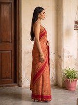 MIMOSA Red Banarasi Saree — pose 3 styling detail