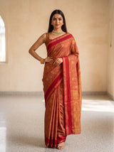 MIMOSA Red Banarasi Saree — pose 4 styling detail