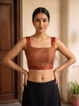 MIMOSA Red Banarasi Saree — blouse close-up